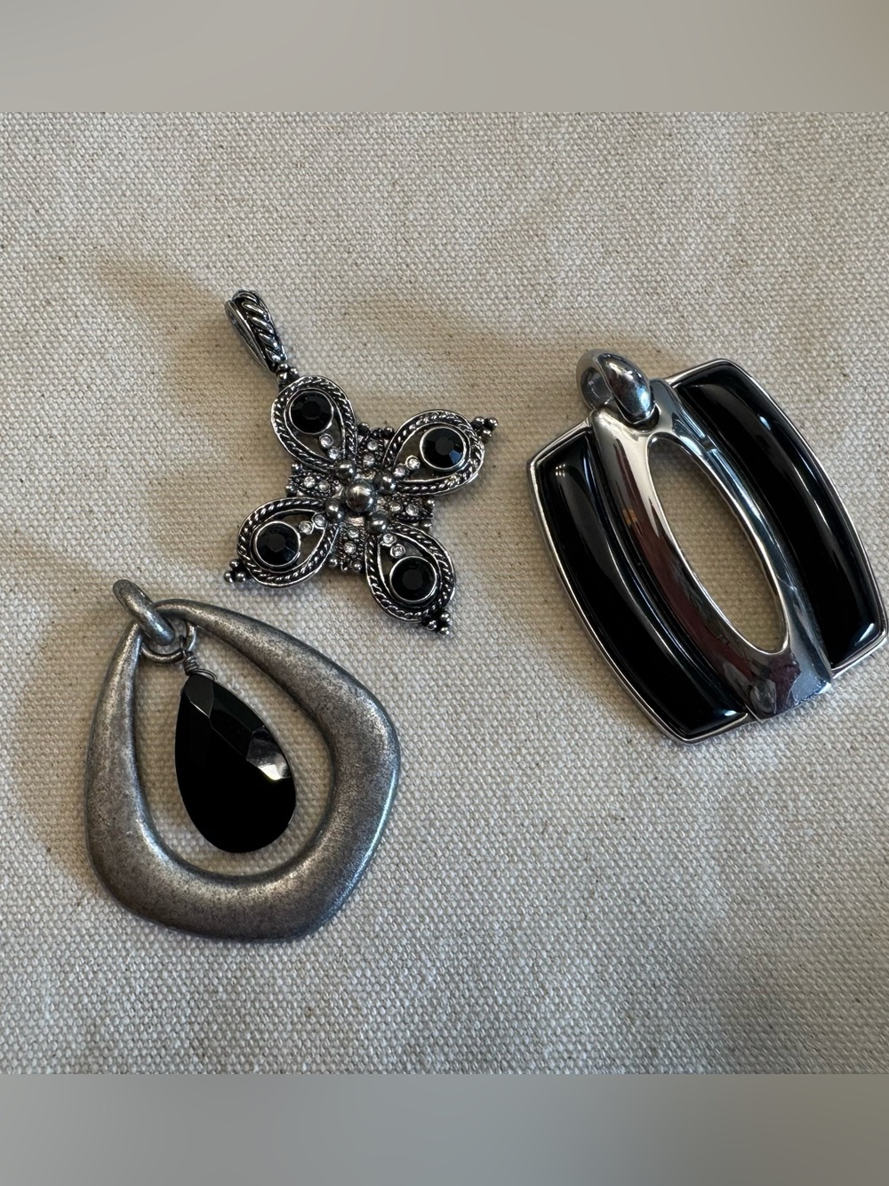 Lia Sophia Silver-Tone Hair Charms with Black Accents
